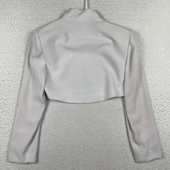Daymor Couture Bolero Jacket Womens 8 Silver Champagne Cropped Open Front Formal - Picture 2 of 11